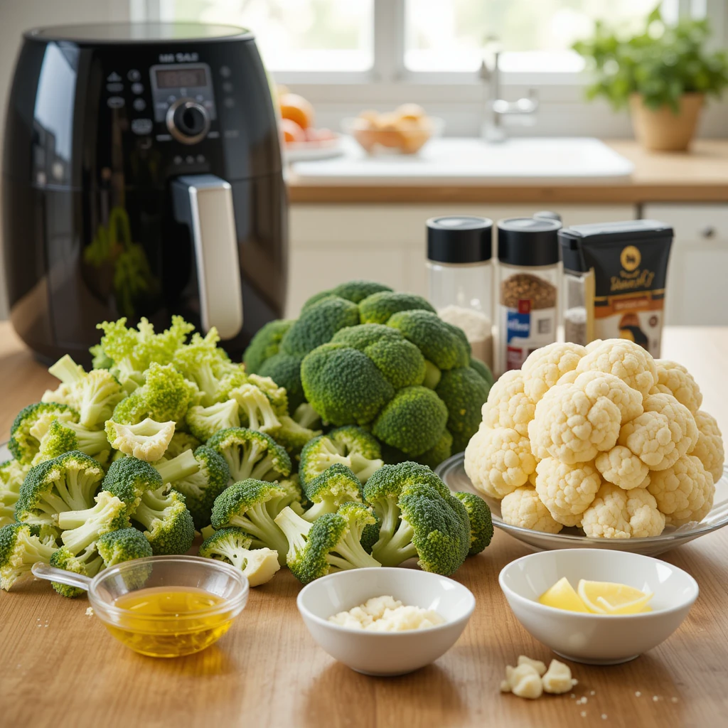 Air Fryer Broccoli and Cauliflower