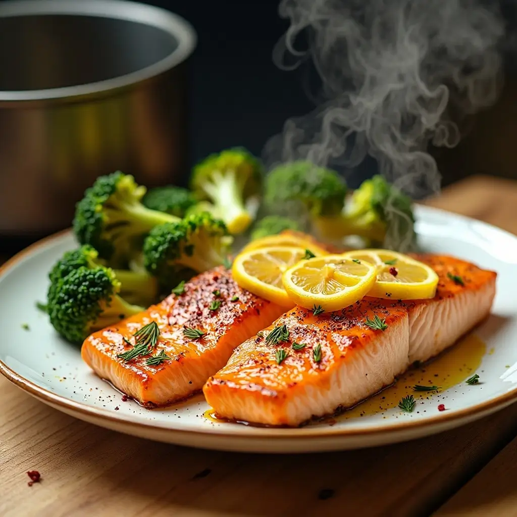 Air Fryer Salmon and Broccoli