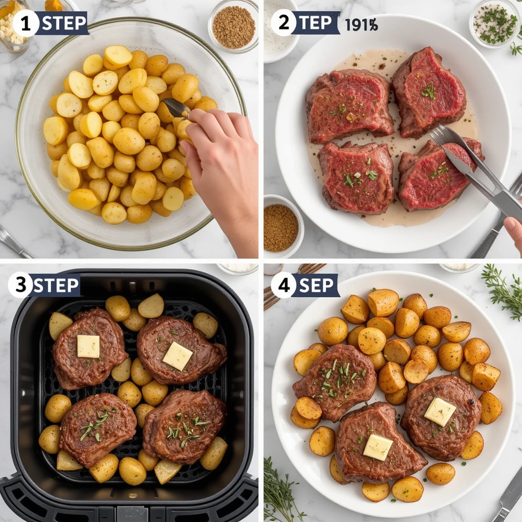 Air Fryer Steak and Potatoes