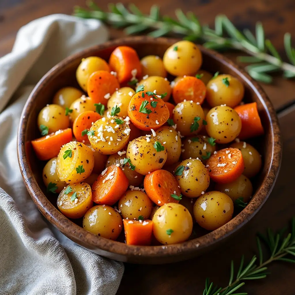 Roasted Potatoes and Carrots in Air Fryer