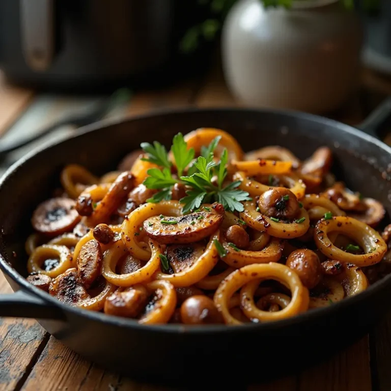 Air Fryer Mushrooms and Onions