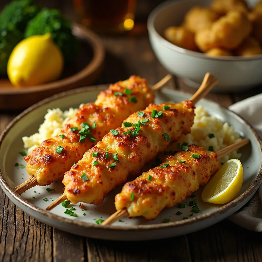 Air Fryer Garlic Parmesan Chicken Skewers