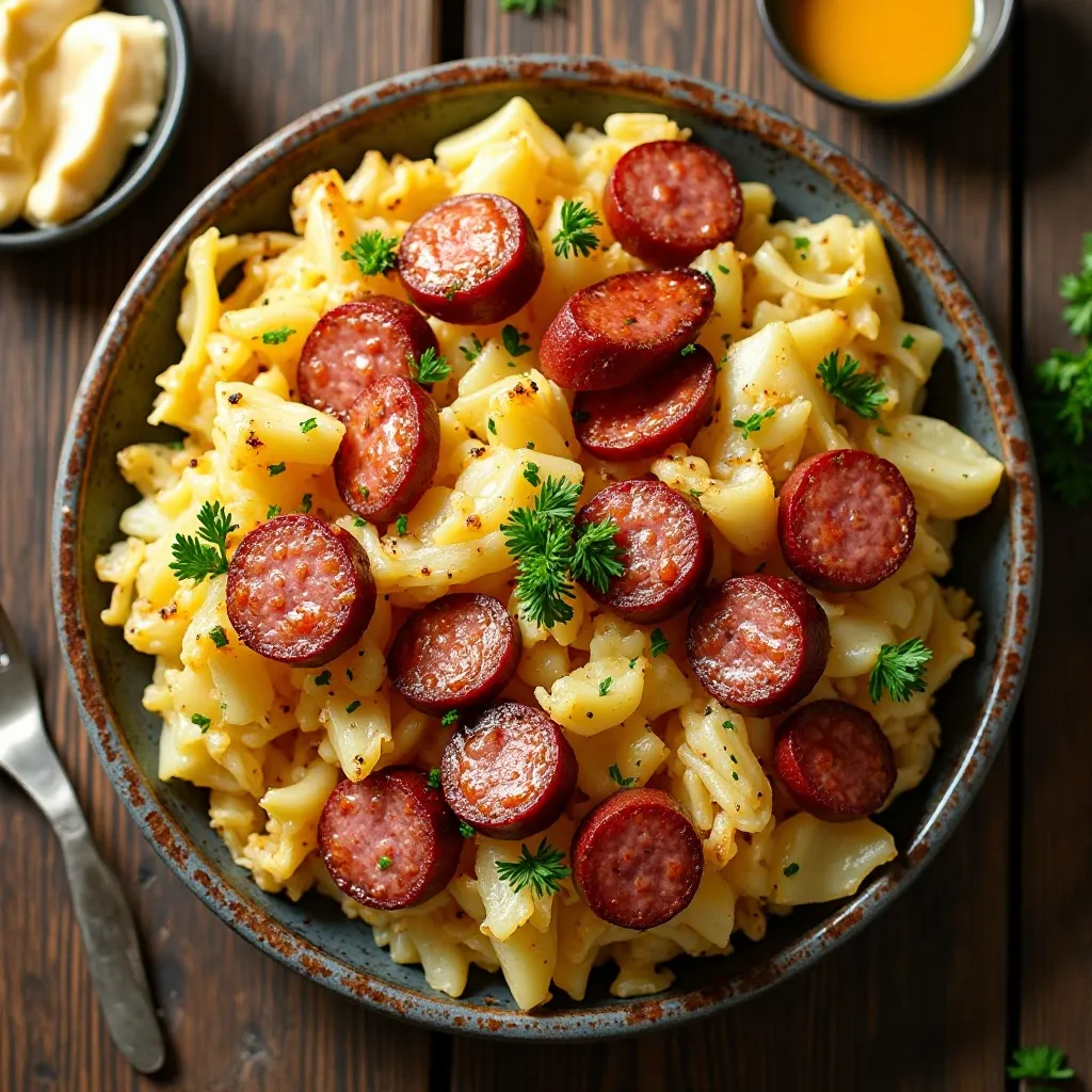 Air Fryer Cabbage and Kielbasa