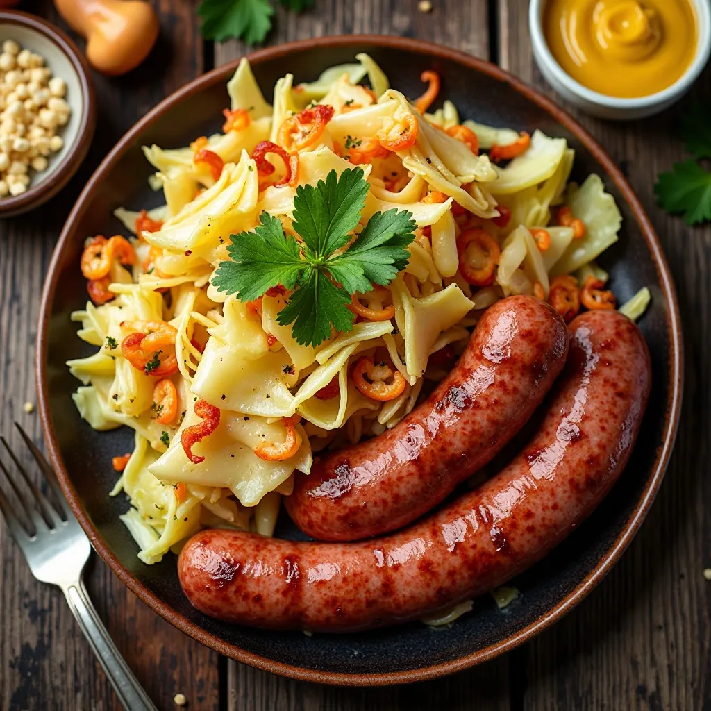 Air Fryer Cabbage and Kielbasa