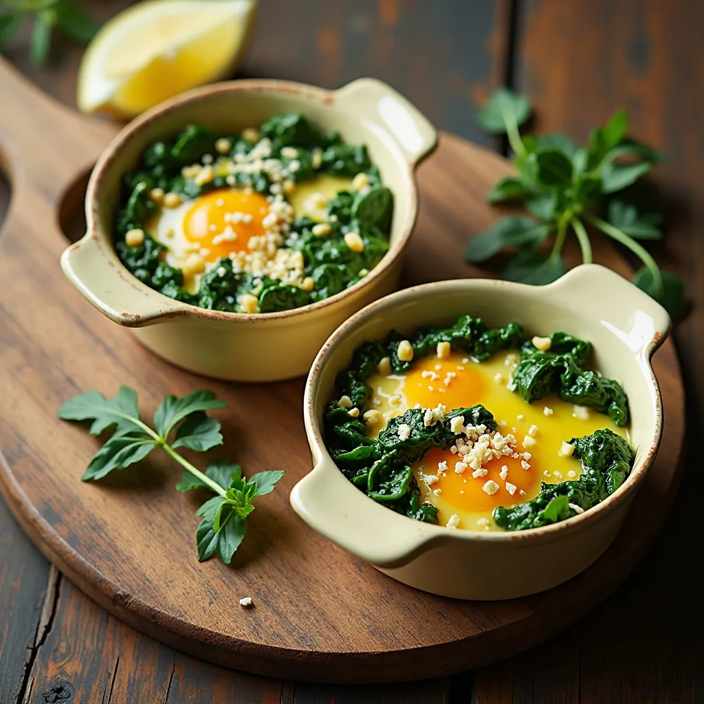 Air Fryer Eggs with Spinach