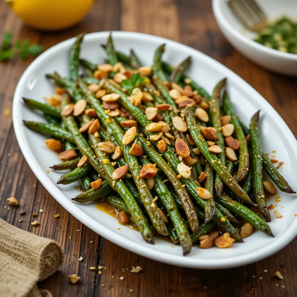 Air Fryer Green Beans Almondine