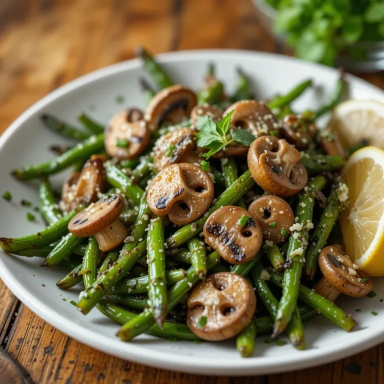 Air Fryer Green Beans and Mushrooms