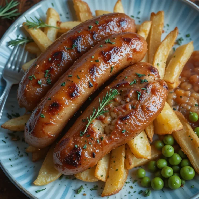 Air Fryer Sausages and Chips