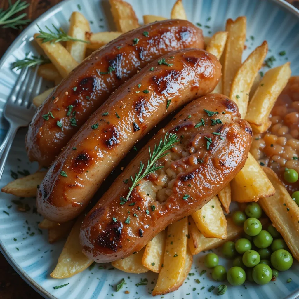 Air Fryer Sausages and Chips