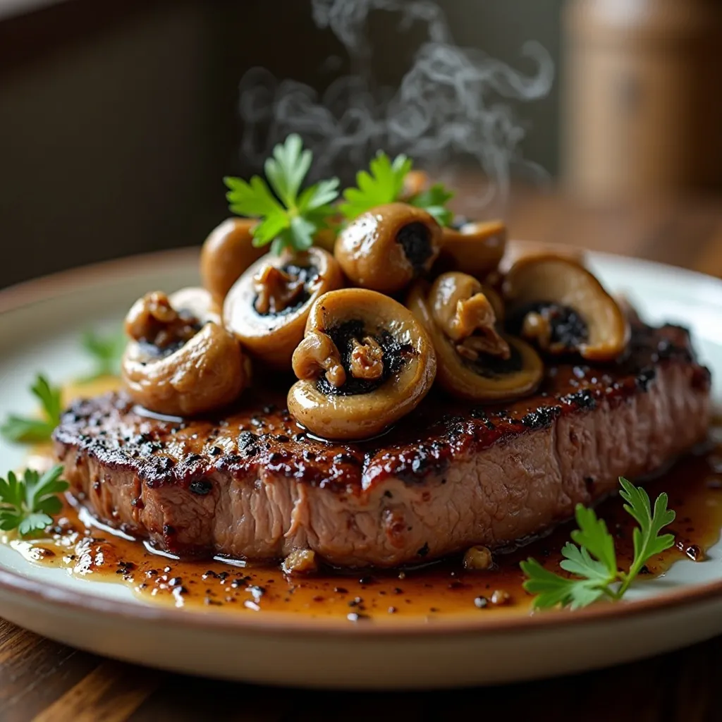 Air Fryer Steak and Mushrooms