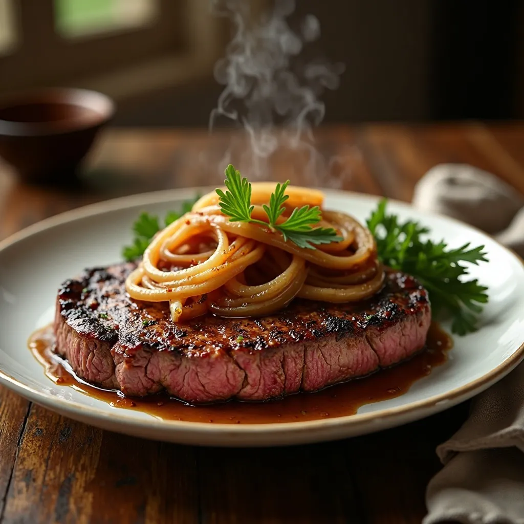Air Fryer Steak and Onions
