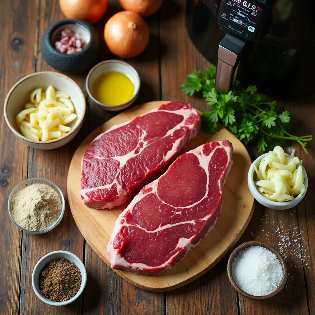 Air Fryer Steak and Onions